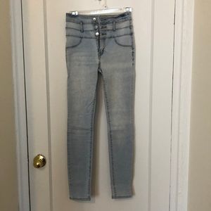 Light wash super high waist skinny jeans size 2